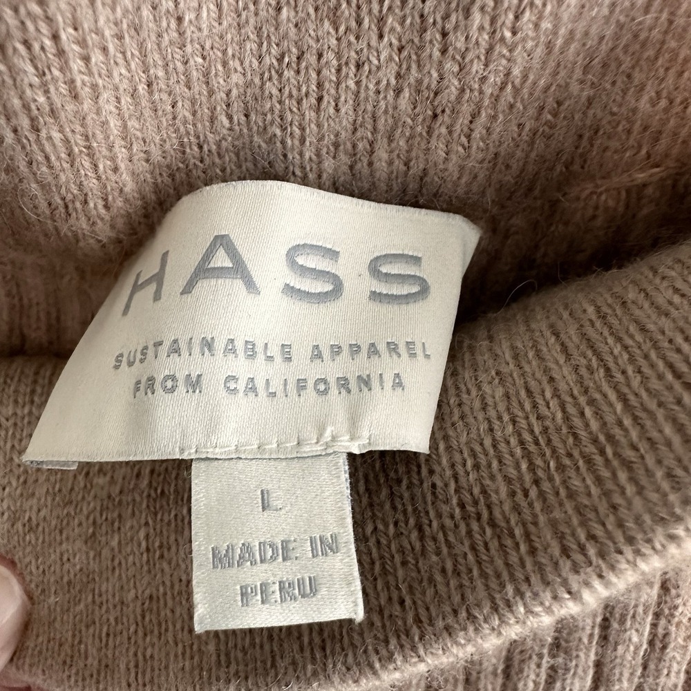 Hass Alpaca Ribbed Wide Leg Pants L Peruvian Loungewear Camel Beige Cozy Pull On - Picture 4 of 7
